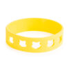 a yellow wristband with pudsey head shaped stamped out holes