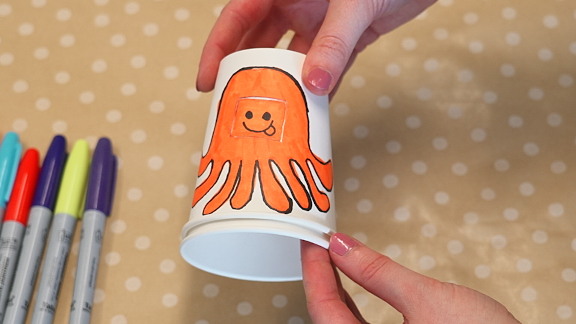 An octopus drawn on the side of the cup