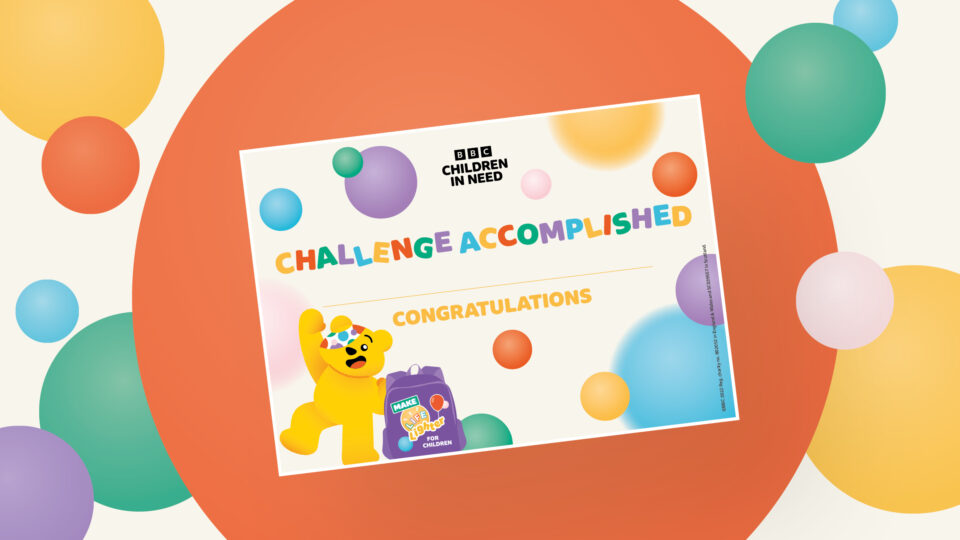 A certificate that reads 'Challenge Accomplished- congratulations' along with a space to enter a name