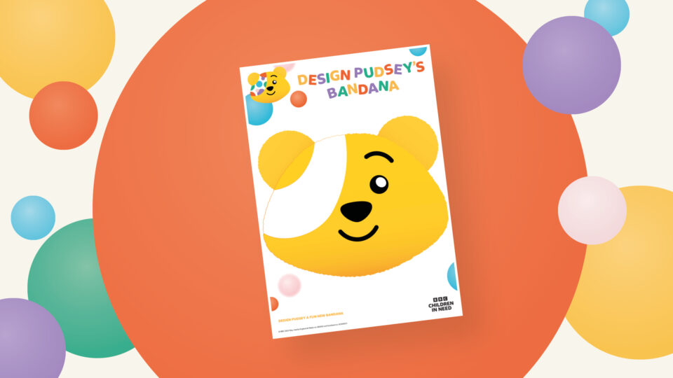 Design Pudsey's Bandana resource on spotty background