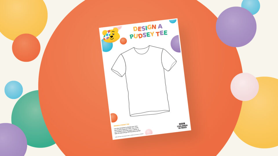 Design a Pudsey T-Shirt resource on spotty background